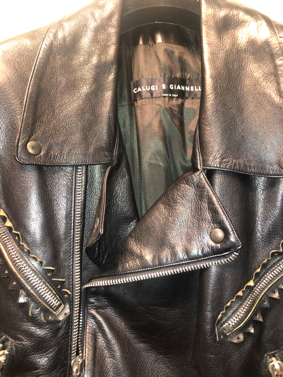 CALUGI E GIANNELLI Rare 90's Hybrid Jacket in Black Leather and