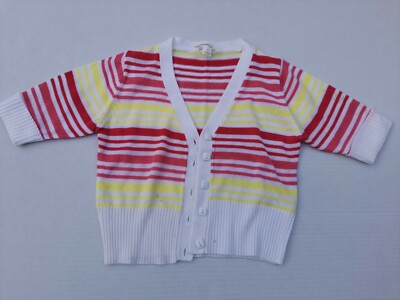 Pumpkin Patch Strick Cardigan Mädchen rot gestreift Kurzarm 100% Acryl 7 Jahre