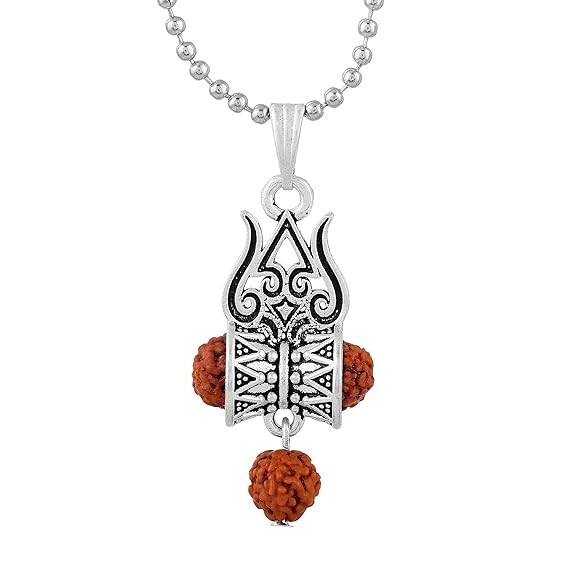 Oxidize Silver Plated Handcrafted Fine Finish Mahadev Bholenath Pendant-image