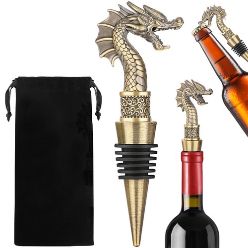 2-in-1 Dragon Head Wine Stopper and Opener Home Bar Ornaments Bottle Saver Gifts - Picture 7 of 19