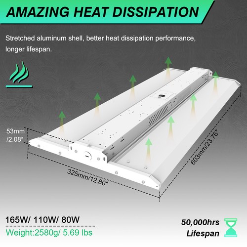 Adjustable 165W/110W/80W 5000K LED Linear High Bay Shop Light Garage Warehouse - Picture 2 of 12