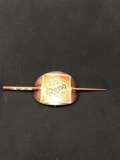 Vintage LEATHER Wood Stick Hair Clip Reno Cards Gambling Ponytail Barrette