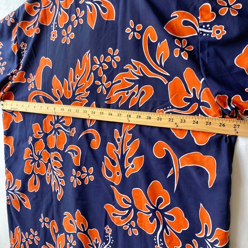 Vtg King Kameha Floral Hibiscus Aloha Hawaiian Shirt Navy Blue Size 2XL Mens - Picture 9 of 11