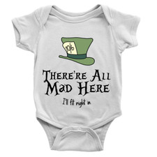 The Mad Hatters Babygrow Funny Joke Mad Family New Born Present Gift Body Suit