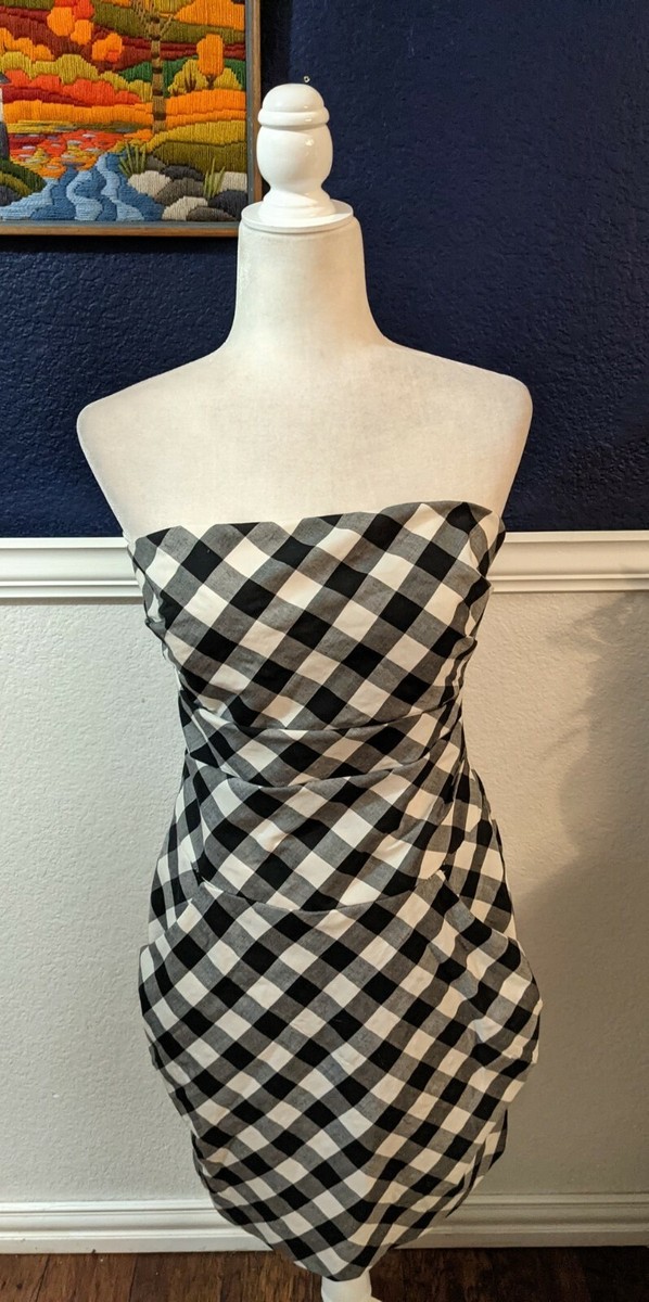 Julie Haus Anthropologie Mini Dress Black White Check Plaid