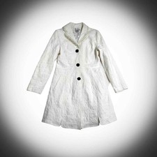 Y2k Coquette Off White Embroidered Coat 