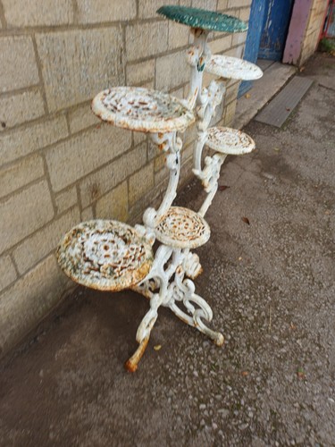 Victorian cast iron jardiniere flower pot stand garden hall conservatory 6 shelf - Picture 2 of 8