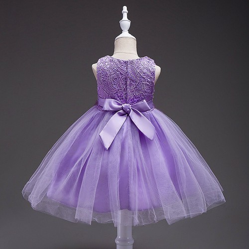 Kid Flower Girls Lace Party Dress Bridesmaid Princess Tulle Tutu Gown Dresses - Picture 20 of 27