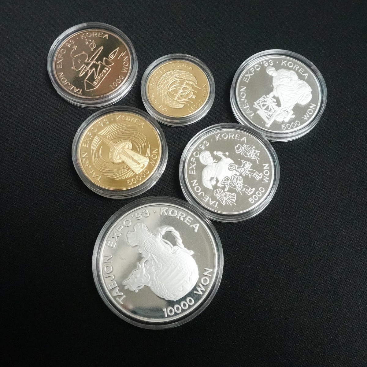 1994年ワールドカップUSA  1993年大韓民国銀貨　博覧会記念 1993 Taejon Exposition Commemorative Gold Silver & Clad 6 Proof