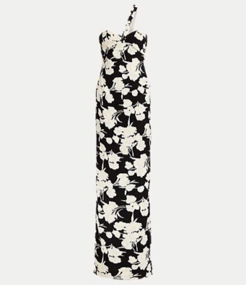 Ralph Lauren Women's Kitra Floral-Print Evening Dress - Size 8 in Black/Cream