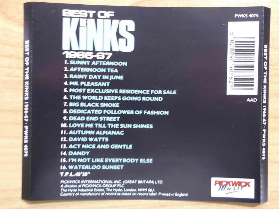THE KINKS CD: BEST OF 1966-67 (UK;Pickwick Music – PWKS 4075) - Bild 2 von 2