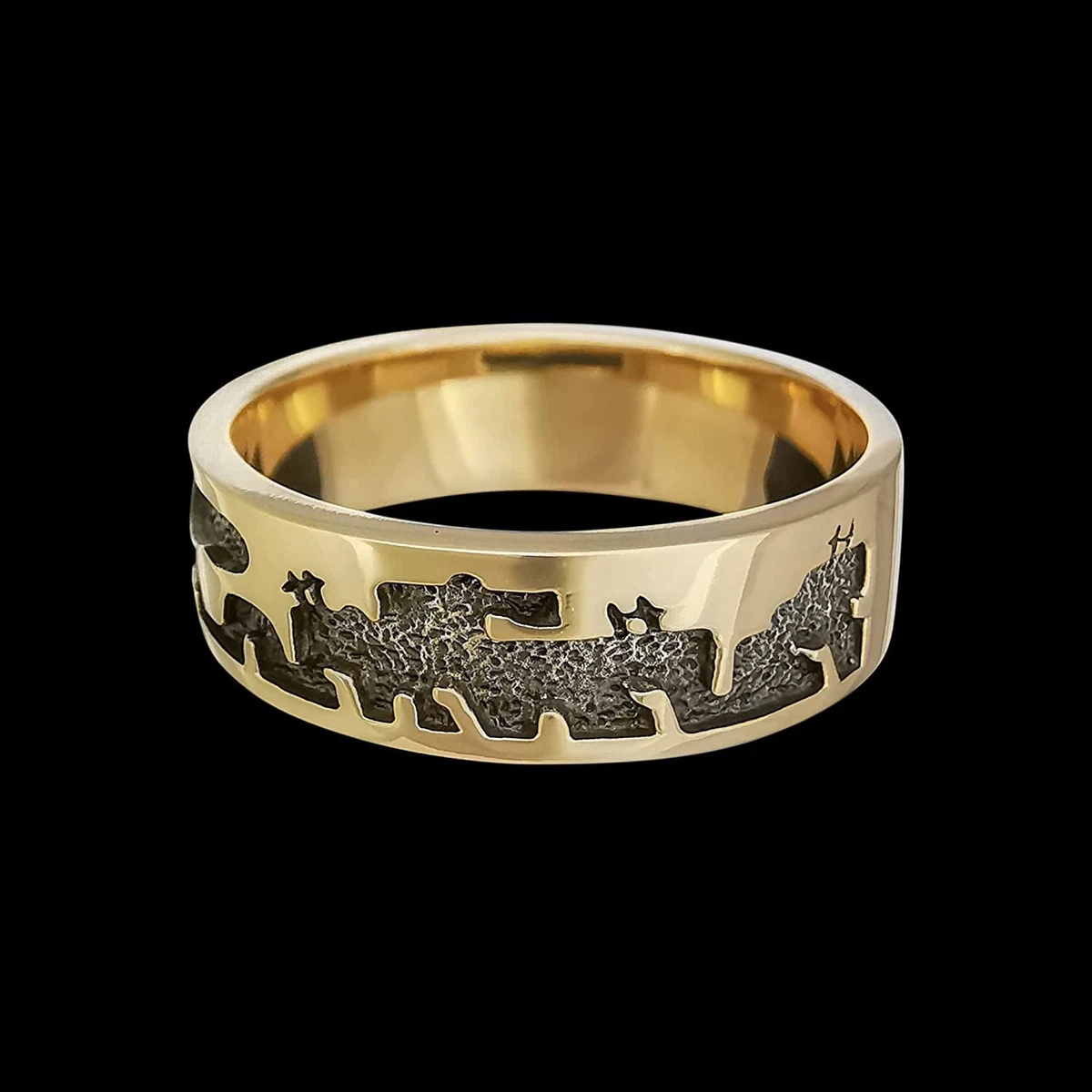Gold Ring Story Teller Gold Ring Handmade Gold Karat Band Native American