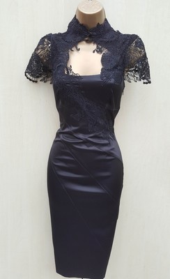 black satin pencil dress