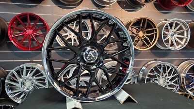 24 Inch Azad AZV02 Gloss Black Chrome Lip Wheels Staggered 24x9