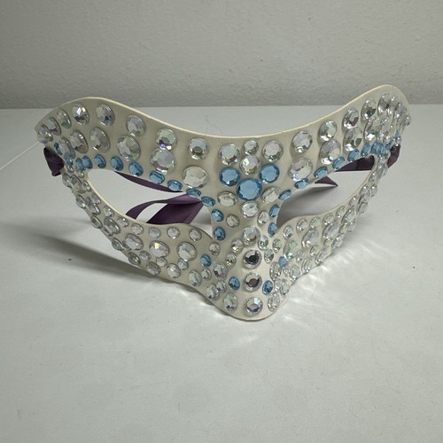 Bohemian White Bleu Purple Venetian Masquerade Ball Mardi Gras Halloween Mask OS - Picture 2 of 5