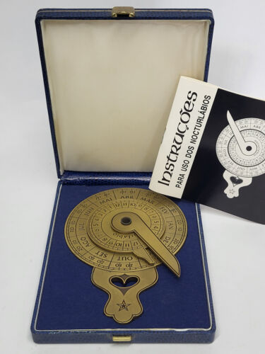 Vintage Bronze/ Brass NOCTURLABIUM NOCTURNAL Astrological Instrument BOX & Flyer - Bild 3 von 11