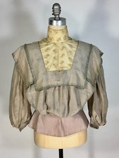 Antique Edwardian 1900's MUSEUM QUALITY silk jacquard afternoon blouse with lace