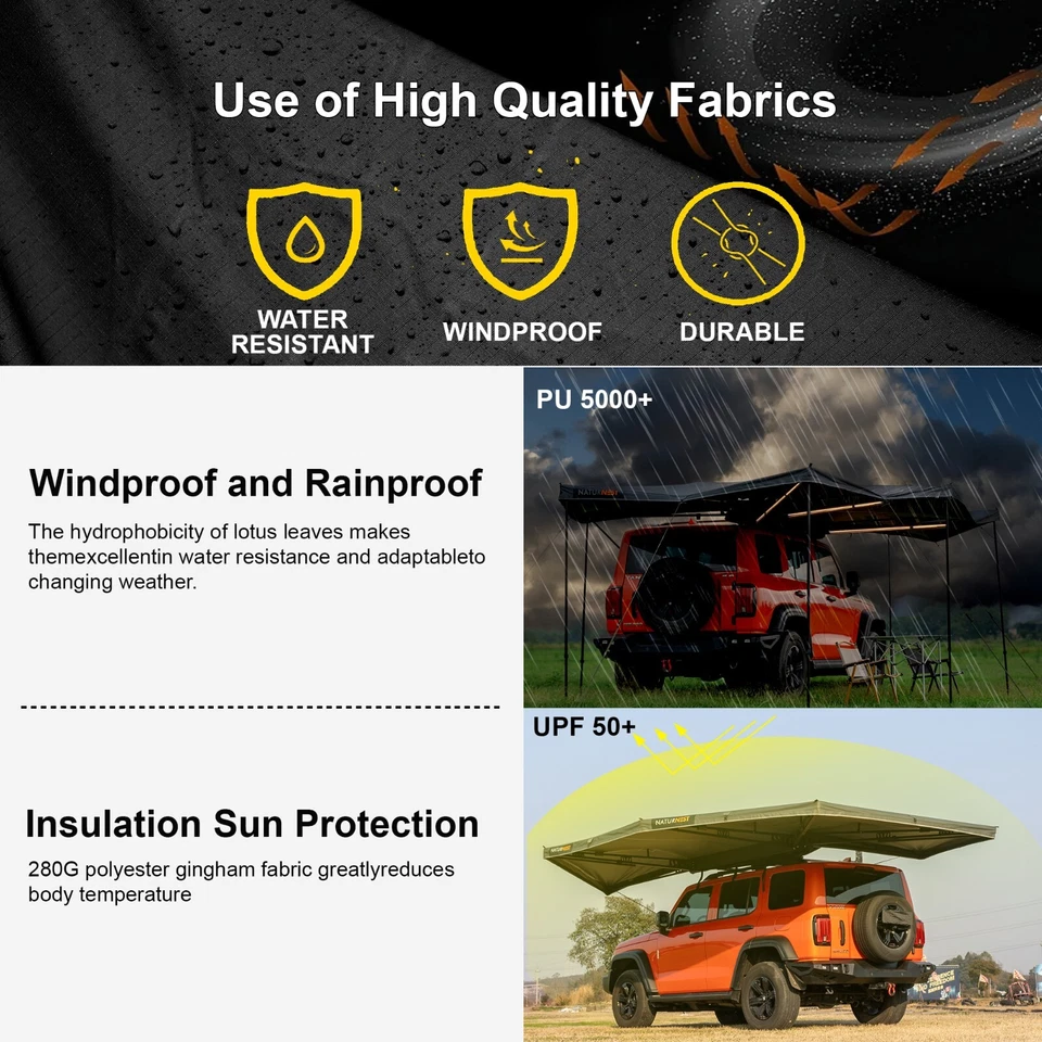 Toldo de coche Naturnest 270 Plus techo y toldo pared lateral para lado del pasajero Foto 3 de 4