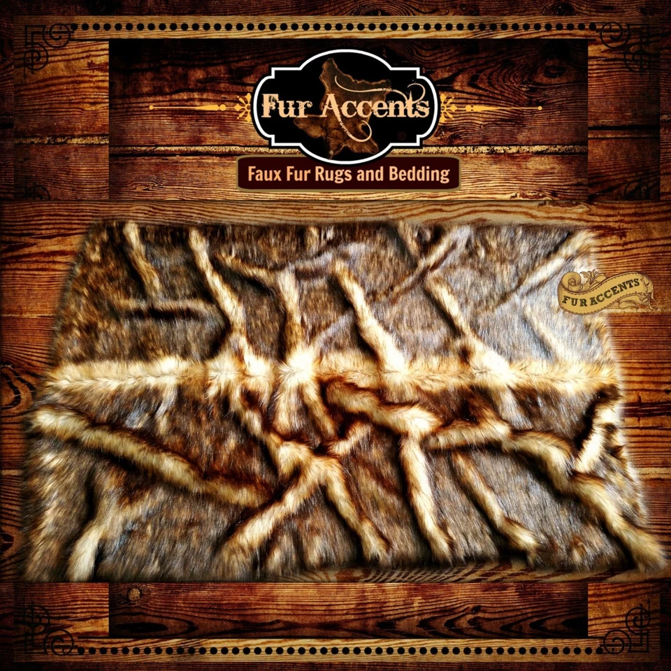 Alfombra de piel sintética con raíces de piel de oso alfombra de tiro alfombra de lobo coyote ACENTOS DE PIEL Foto 2 de 3