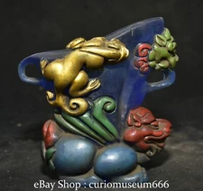 4.6'' Chinese Yongle Marked Red Glass Fengshui Dragon beast Wine Cup cann