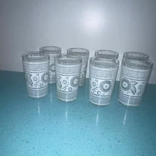 Vintage MCM Juice Glasses Floral Print White Set of 8