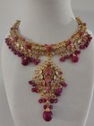 Indian Kundan Choker Necklace Gold Tone Pink Beads Adjustable 26" — photo 1