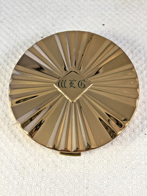 Vintage Max Factor Hollywood Cream Puff Compact, monogrammiert ''WLG''