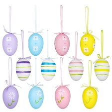 12Pcs Easter Decorations Eggs Hanging Ornaments Colorful for Easter Tree Basket