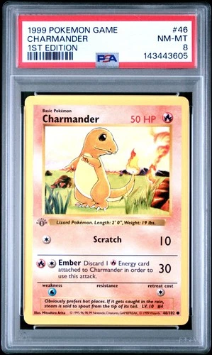 1999 POKEMON GAME 1ST ED #46 CHARMANDER PSA 8