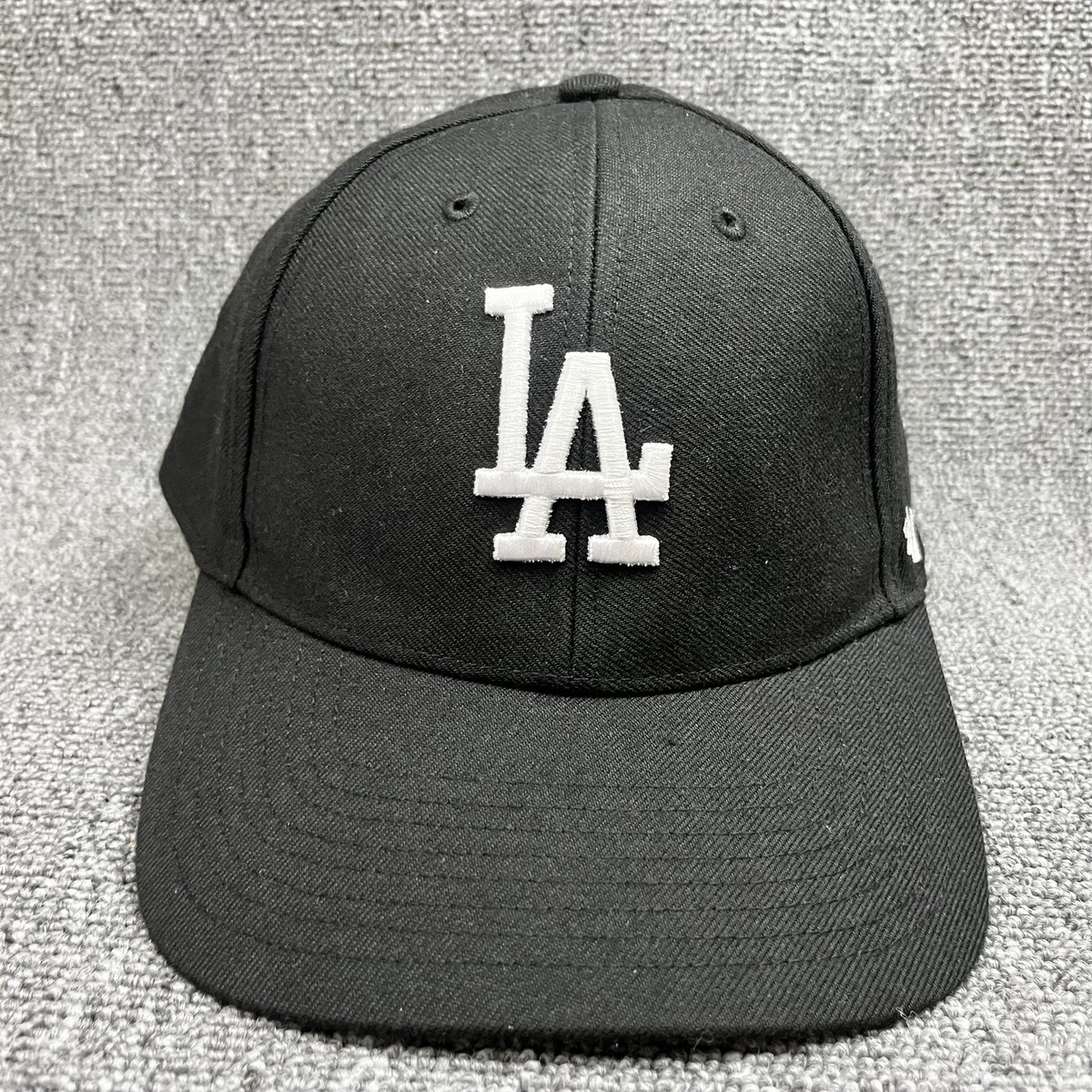 LA Dodgers '47 Brand MVP Hat Black White Adjustable Hook and Loop Strapback Cap
