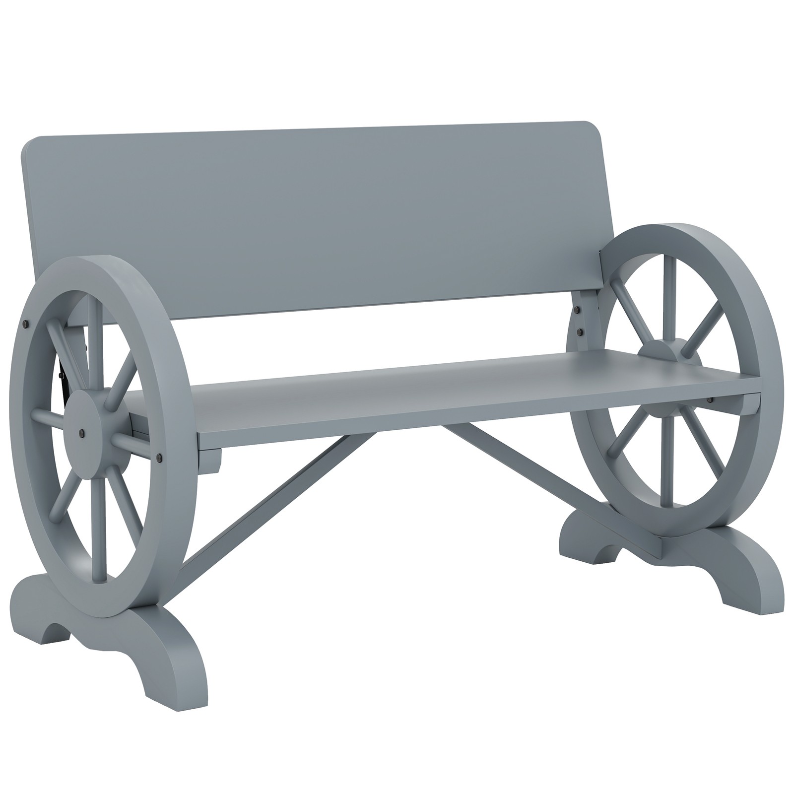 Garden Bench Wooden Outdoor Loveseat Patio Seat High Back Chair Grey