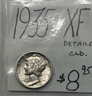 1935 Mercury Silver Dime (XF) Extra Fine Condition! “Details Cld.” ENN Coin