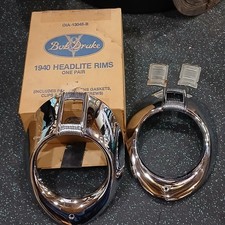 1940 Ford Deluxe Headlight Bezels Bob Drake Chrome Doors Trim Rings W Lenses