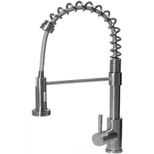 Nickel / Black Kitchen Sink Faucet Pull Down Single Handle Swivel Sprayer Mixer