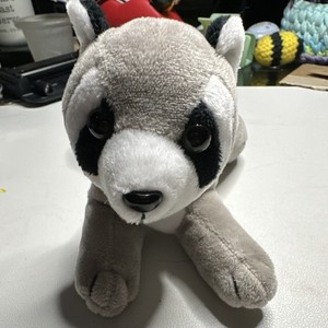 UniPak Raccoon Plush Stuffed Animal Bean Bag, Gray White Black, Small