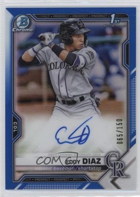 2021 Bowman Chrome Prospects Blue Refractor 65/150 Eddy Diaz #CPA-ED Auto 19ot