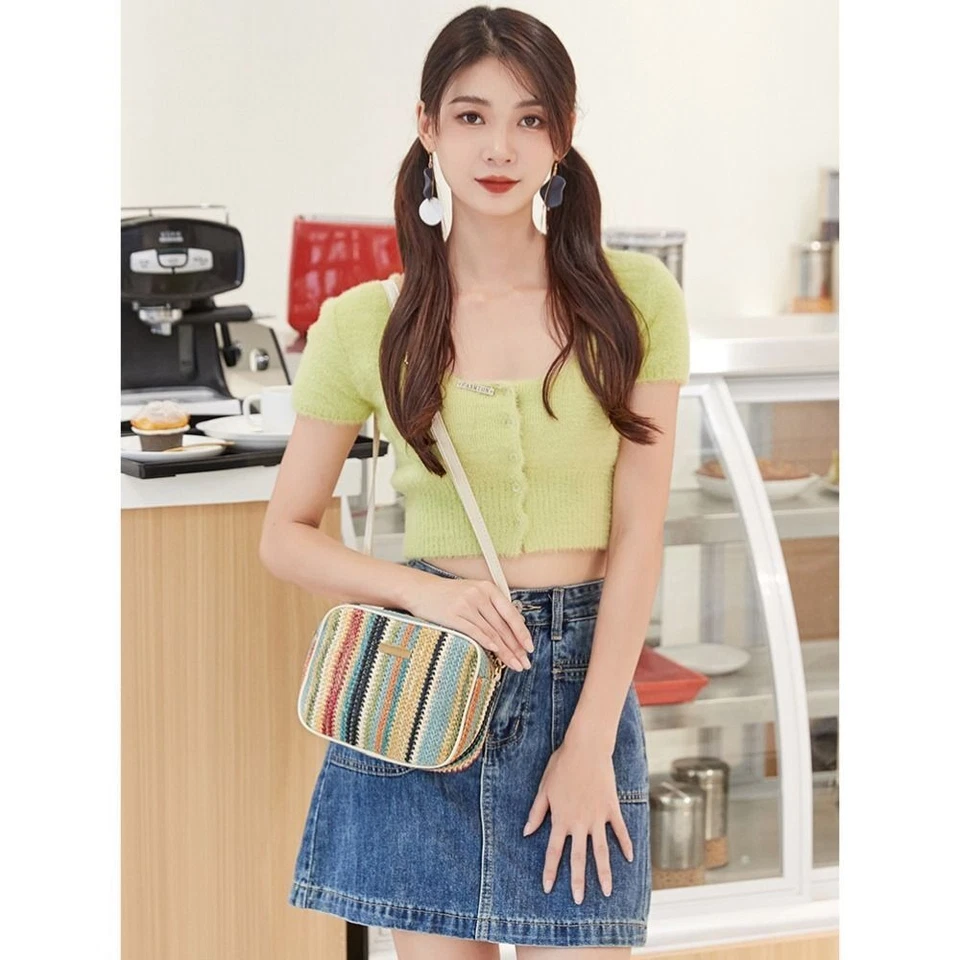 Woven Shoulder Bags Multi-color Handbags Durable Crossbody Bag  Women - Image 4 of 4