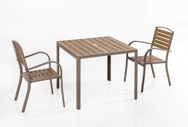 Quadrattischer Gartentisch Aus Aluminium Mit Holzoptik 90 X 90 X 74 Cm-image