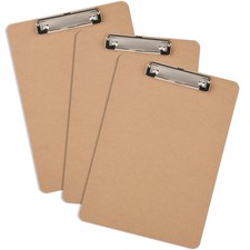 3 Pack Hardboard Office Clipboard, Letter-Size Clipboard with Low Brown