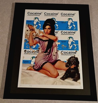 DEATH NYC ltd signed FRAMED graffiti art print 45x32cm Amy Winehouse x Ben Frost