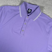Footjoy Golf Polo Men  s Sz Large Purple Striped Collar Performance Active