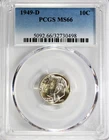 1949-D Roosevelt Dime PCGS MS66 #GA6-98 "90% Silver"