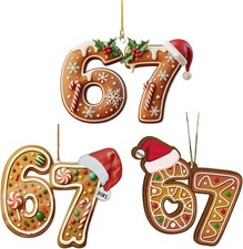 3PCS 67 Meme Funny Christmas Ornaments 2025, 6 7 Ornament, Santa Ornaments for C
