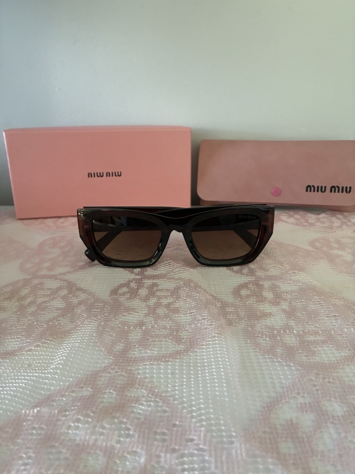 Miu Miu 2421 Rectangular Brown Gradient Acetate S… - image 5