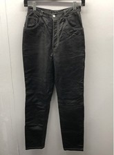 Vintage 90s Mimbo Women's Black Leather High Rise Contrast Stitch Pants Size S