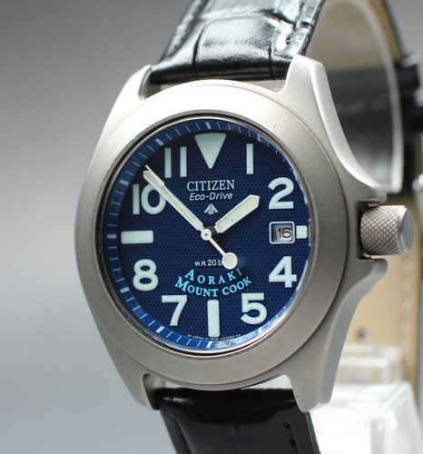 Near MINT CITIZEN Promaster Eco-Drive AORAKI 39mm 7828-H30369 Titanium Blue Men