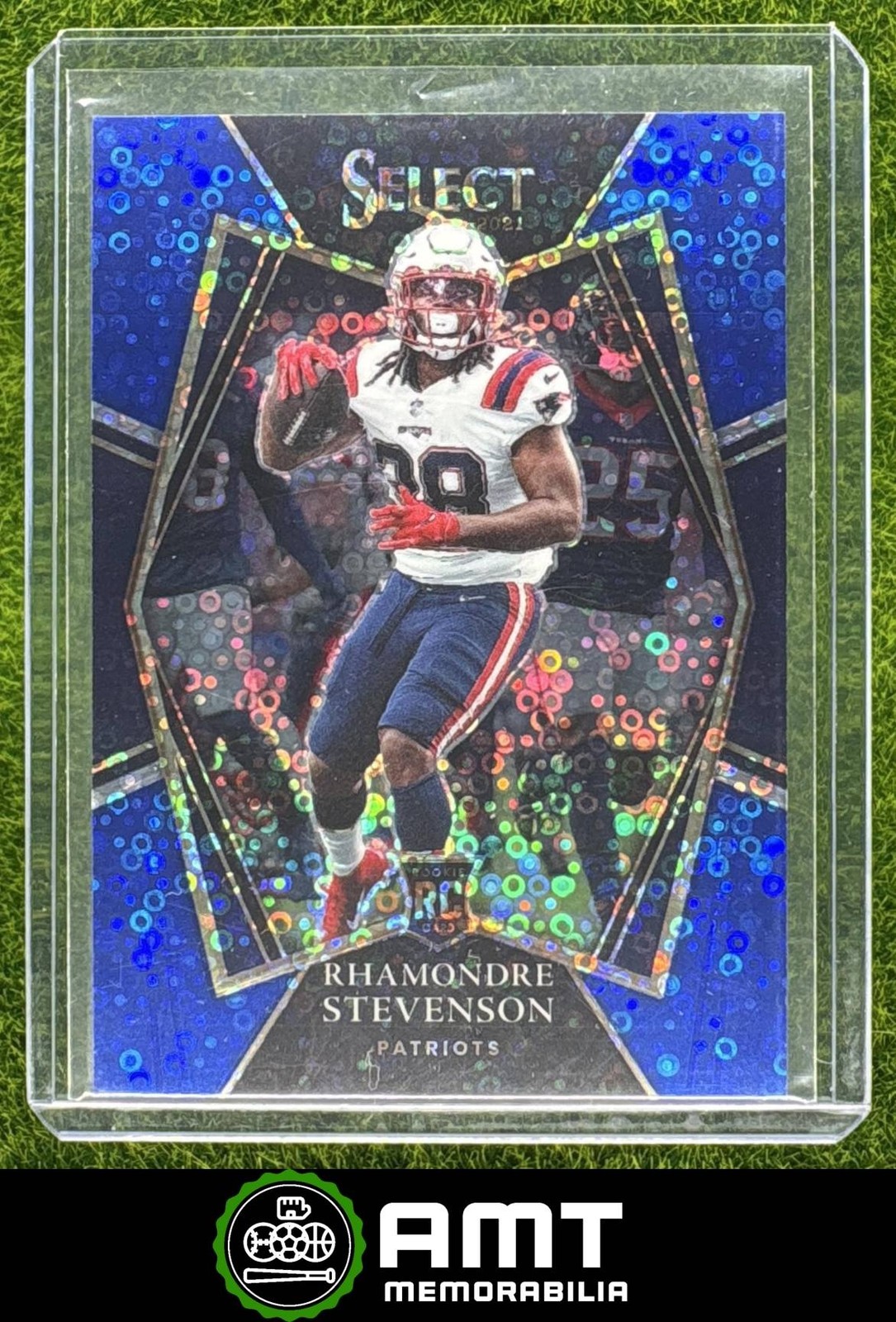 Rhamondre Stevenson 2021 Panini Select 21/25 Blue Disco Prizm New England #175