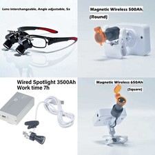 Dental LED Inalámbrico Faro Filtro Lupa Binocular Lupa Gafas Portátil