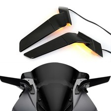 Motorcycle Rearview Wing Mirrors with LED Turn Signals Compatible with BMW S1...