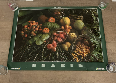 Vintage 1987 Trans Brazil Airline Travel Poster Tourist Board - Belem 25'' x 36''
